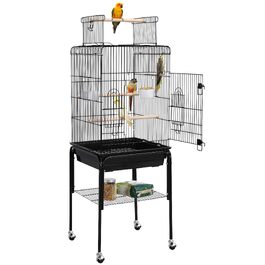 Клітка для птахів Yaheetech з підставкою та іграшками, 46.5 x 46.5 x 136 см