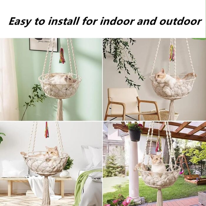 Гамак для кота Nicoone Katze, бавовна, підвісне ліжко для кота, гамак для вікна, гніздо для кота, підвісна котяча ліжечко, білий, 45 см