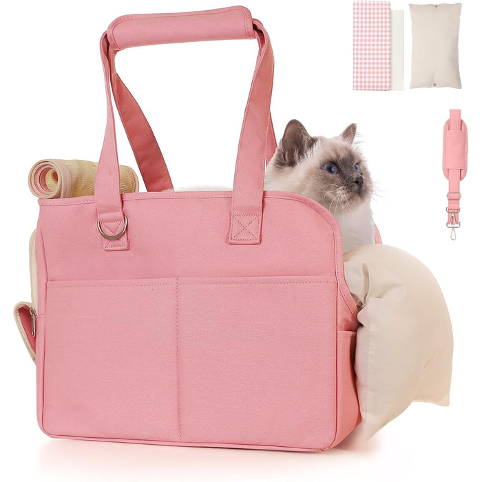 Трансформер для котів та собак, переноска для тварин, м'яка, складна, для маленьких та середніх котів, цуценят до 6,8 кг, миється, дихає, переноска для цуценят 16.5'L x 7.5'W x 12.5'H (15'L x 7'W x 10'H, рожева)