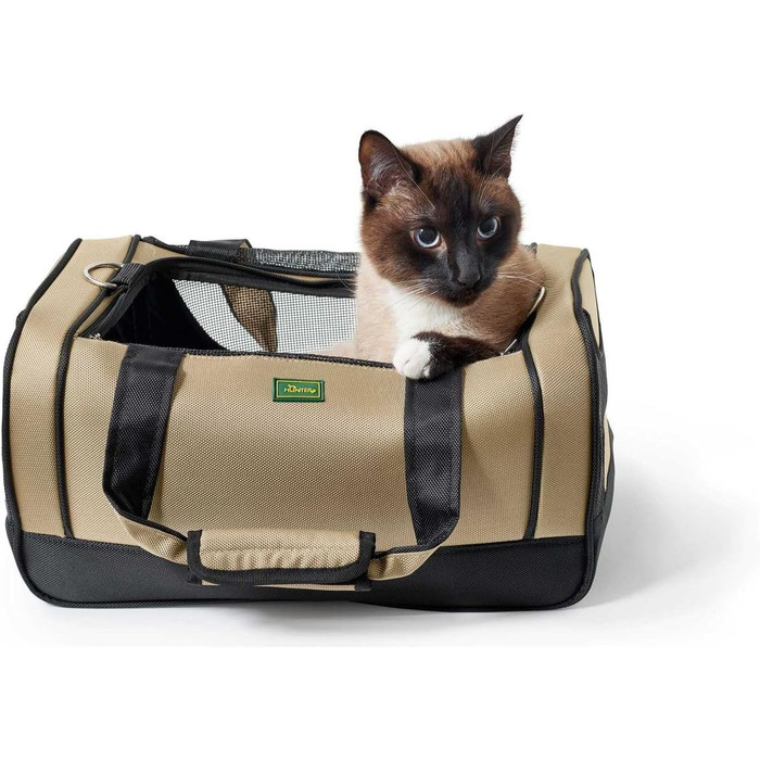Сумка-переноска для собак та котів HUNTER Portland, 40x25x25 см, бежево-чорна