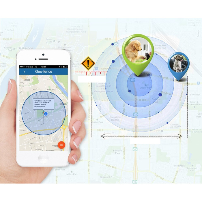 GPS-нашийник локатор TK909 для собак та котів, SOS, керування через додаток, без абонплати