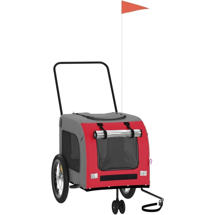 Причіп для велосипеда для собак, червоний та сірий, Oxford-тканина та метал, LH25839