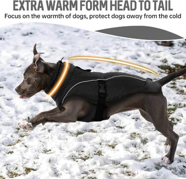 Зимовий теплий плащ для великих собак - вітронепроникний, світловідбиваючий, з флісовою підкладкою для Голден Ретрівера (Чорний, XXXL)