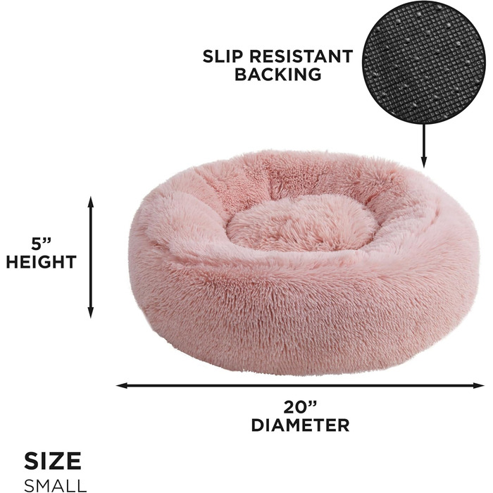 Кругле лежанка для собак та котів Juicy Couture Devon, штучне хутро, велика, пудрово-рожева, 50x50x15 см