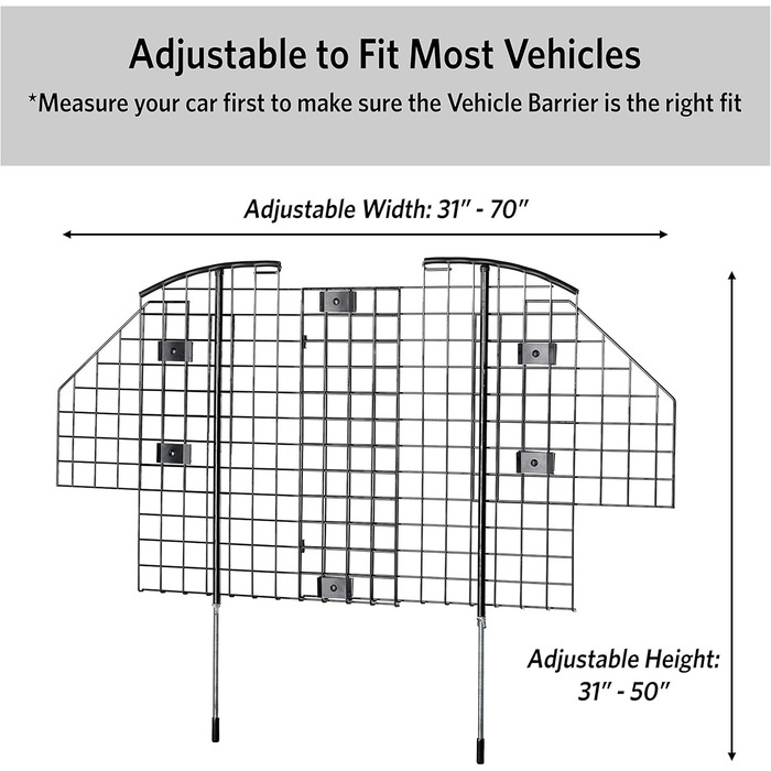 Захисний бар'єр для SUV Midwest Homes for Pets, 6 труб, чорний, модель 11 (Матовий чорний, оцинкований, розмір XS (до 4,53 кг))