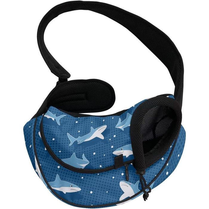 COEQINE Сумка-переноска для собак середніх порід, переноска для тварин, для цуценят, через плече, гаманець, з товстим наповнювачем, регульований плечовий ремінь для Йоркширського тер'єра, Чихуахуа (Синій акула)