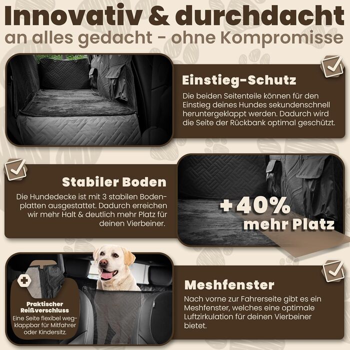 Захисна ковдра для собак у машину - Fellgefährten | Якісна ковдра на заднє сидіння авто для собак | Захист заднього сидіння від бруду та шерсті