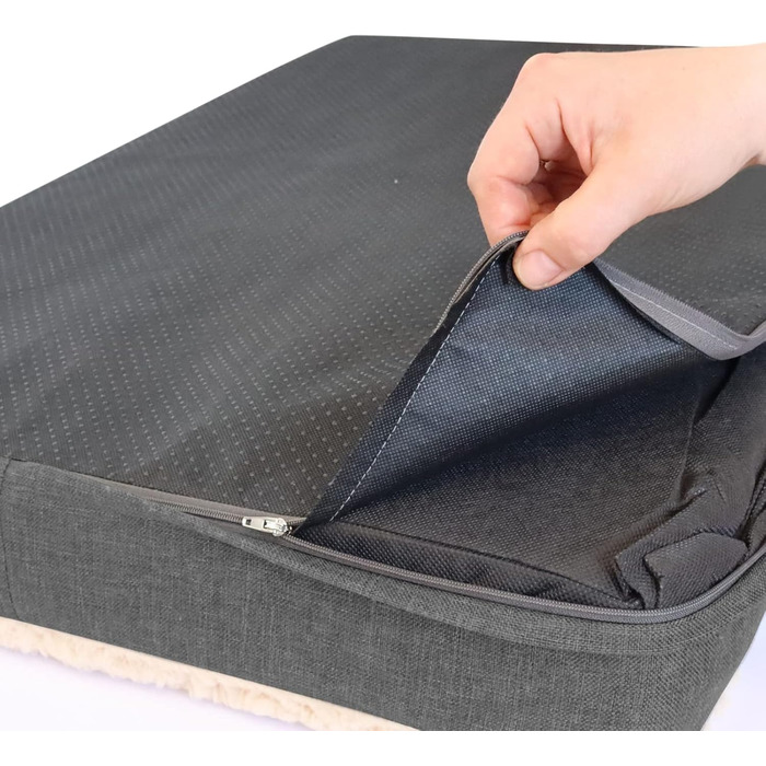 Ортопедичний килимок для собак Bobby, віскоеластична піна, знімний чохол, м'яке штучне хутро: 120x75 см, (L, Бежевий)