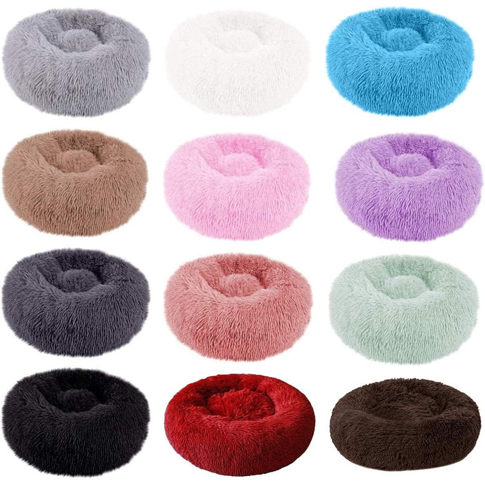 Кругле ліжко для собак та котів Aldenhoven Goods, плюш, 60 см, темно-сірий