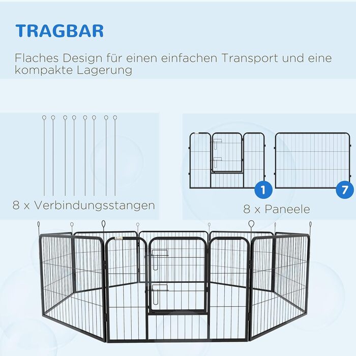 Клітка-загон для цуценят PawHut - металева, 80 x 60 см, чорна