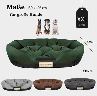 Гіркий собачий лежак для великих собак XL 115x95 см. Персоналізований з іменем собаки. Водонепроникна подушка для собак. Лежак для собак для дому (XXL 130 x 105 см, зелений)