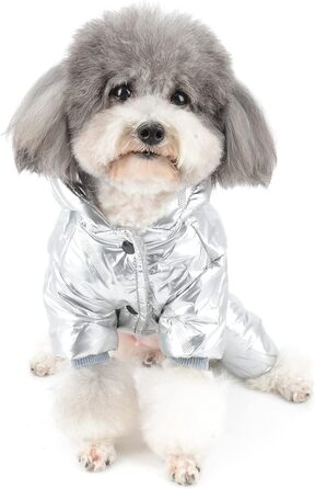 Водонепроникний зимовий костюм для собак Zunea, теплий флісовий пуловер з капюшоном, підходить для маленьких собак, сріблястий L