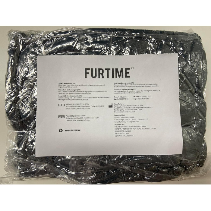 Ліжко для великих собак FURTIME, м'яке та пухнасте, антистрес, знімний чохол, нековзке, підходить для котів і собак середніх і великих порід, 89x63x23 см