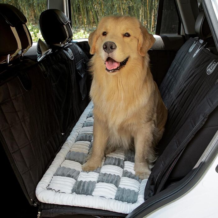 Підстилка для собак у машину, авто-ліжко для собак, рушник для собак, неслизька підстилка для собак у машину (63 x 124 см, сіра в клітинку)