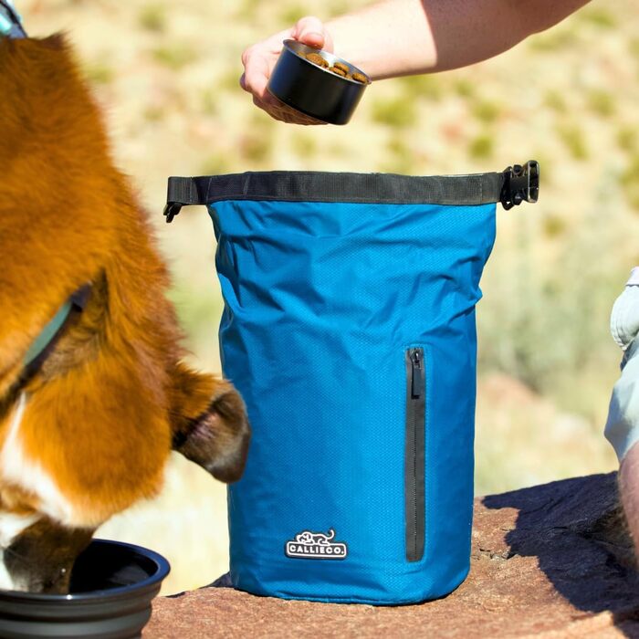 Сумка для корму для собак Callieco з лопаткою та кишенею на блискавці, водонепроникний контейнер для дому, подорожей на авто, кемпінгу, перевезень авіакомпаніями та іншого (Зелений, 32 чашки)