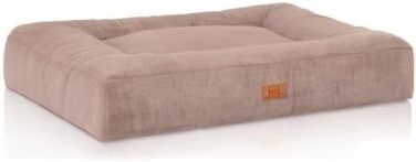 Ортопедичне собаче ліжко Knuffelwuff Sofia з м'якого велюру, 100 x 80 см. Знімний, пральний чохол. Для великих, середніх та маленьких собак (Бежевий)