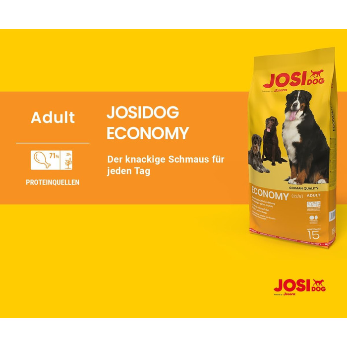 Сухий корм для собак JosiDog Economy Adult для малоактивних дорослих собак, преміум-клас, 15 кг