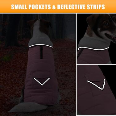 Водонепроникний теплий зимовий одяг для собак iBuddy - тепла флісова жилетка, відбиваючий елементи, регульований, для великих собак, рожевий, розмір L