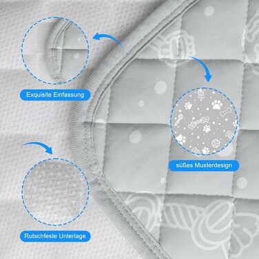 Кühlmatte для собак та котів MH MYLUNE HOME - термохромна охолоджуюча килимок, самоохолоджуюча, антиковзаюча, водопоглинаюча, портативна, 110x80 см (Сірий)