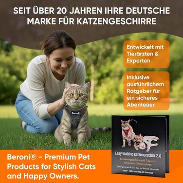 Шлейка для котів Beroni® з повідцем, нековзна, для балкону та саду (S, Зелений камуфляж)