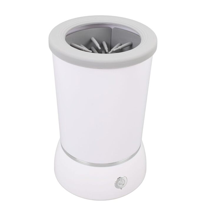 Автоматичний очисник лап для собак, портативний мийник лап для домашніх тварин з 2 швидкостями, м'які силіконові щетинки, перезаряджається, вбудований акумулятор 800 mAh, білий