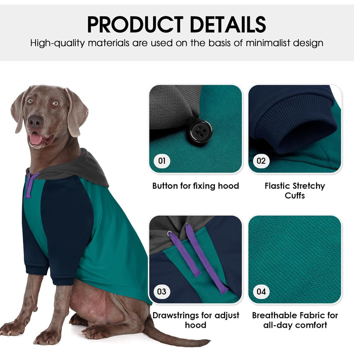 Теплий капюшон для великих собак AOFITEE, рожевий, розмір L. Ідеально для Boston Terrier та Mops. Базовий капюшон для осені та зими.