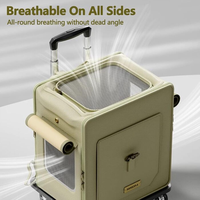 Рюкзак для тварин Galatée з колесами, візок для домашніх тварин, сумка для подорожей з собакою знімні колеса, рюкзак для собак з сітковими вентиляційними вікнами (білий)