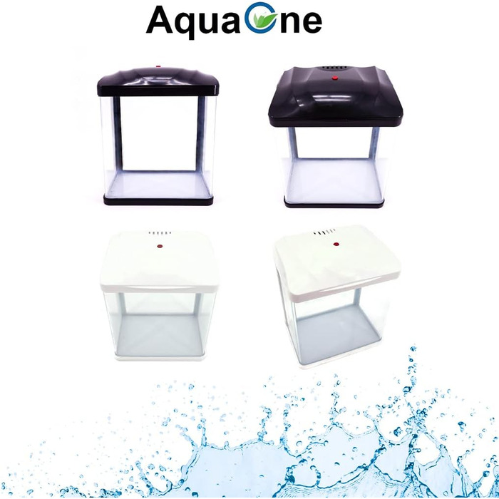 Акваріумний комплект AquaOne HR-230 LED з фільтром, 7 л, чорний – міні-акваріум для рибок і креветок