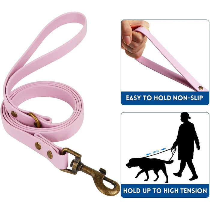 Набір повідка та нашийника для собак Wisedog: регульовані, міцні нашийники та повідці для собак малих, середніх та великих порід. Включає тримач для відходів (M, L). Колір: блідо-рожевий, фіолетовий.