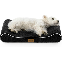 Лежанка для собак, 76x50x12 см, з високим бортиком - ортопедичний лежак для собак з корисного, водовідштовхувального та неслизького матеріалу у формі човна, підходить для собак до 16 кг, чорна, S (76x50x12 см)