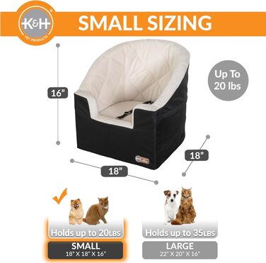 Підвищення для собак K&H Pet Products Bucket Booster з ременями безпеки, чорний/кремовий, для маленьких та середніх собак