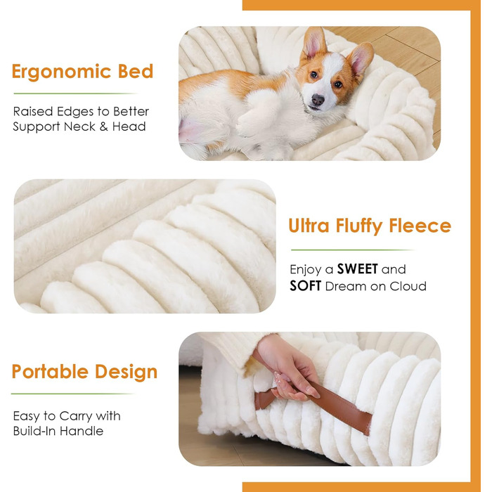 Килимок для котів XIAPIA з м'якою тканиною, 50x48x15 см. Ортопедичний лежак для котів та маленьких собак, білий.