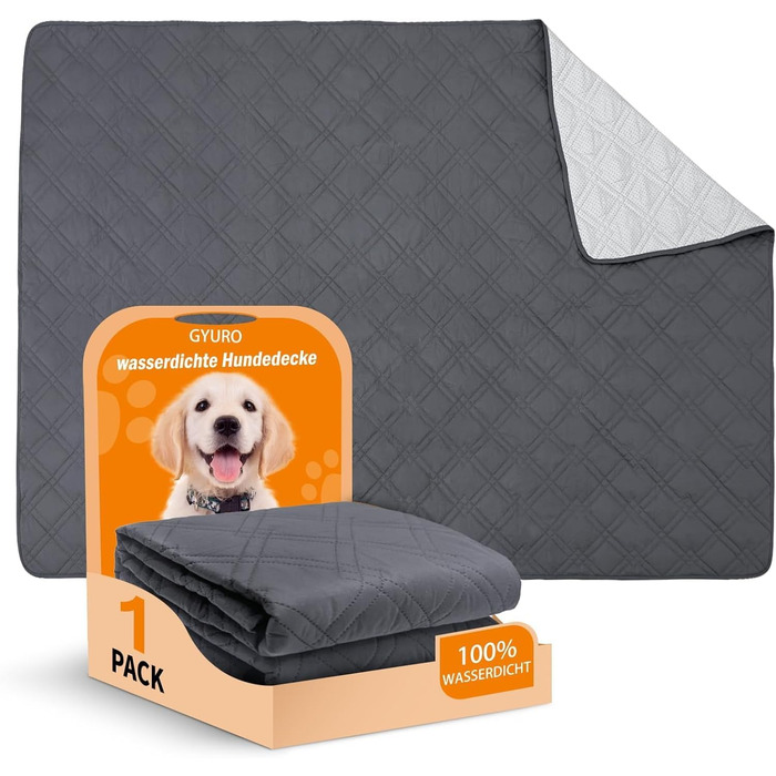 Водонепроникний килимок для собак GYURO, великий, миючий, з неслизьким дном, захищає меблі (235*259 см, 77*178 см, сірий)