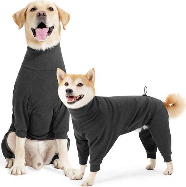 Зимовий одяг для собак з ніжками - тепла куртка з поліестеру для малих, середніх та великих собак. Повний захист, м'яка та зручна (для дому/на вулицю, сніг). Колір: темно-сірий, розмір: L