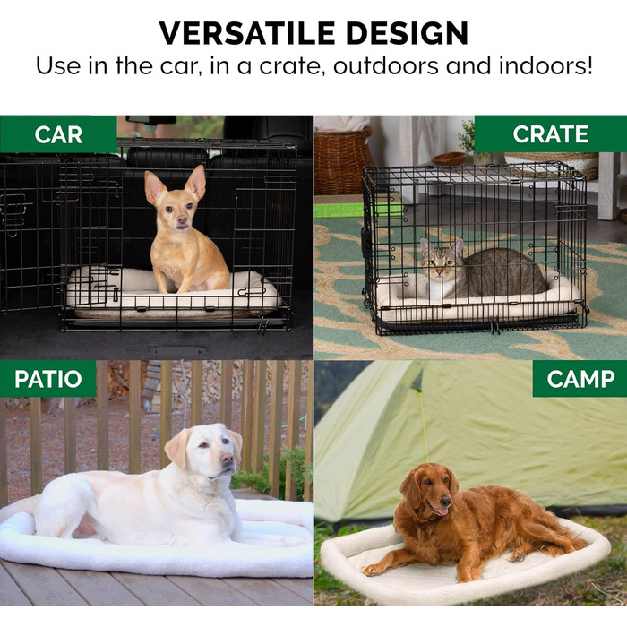 FurHaven Лежанка для собак великих та середніх порід, Sherpa-Fleece, розмір L, 91 x 58 x 7 см, кремовий колір