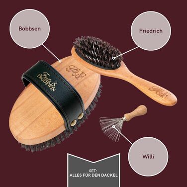 Набір щіток для собак Fritz & Frodewin 'Все для такси' | Преміум щітки для догляду за шерстю | Для щоденного догляду | З сертифікованого дерева FSC | З безкоштовним очищувачем | 100% Made in Germany