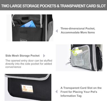 Рюкзак-переноска для котів та собак, дихаючий, для маленьких та середніх тварин, чорний