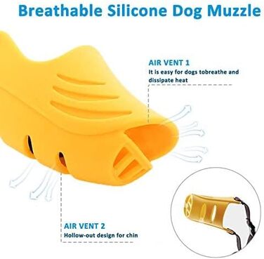 Нашийник-намордник для собак, м'який силіконовий, у вигляді гусені, жовтий, розмір S