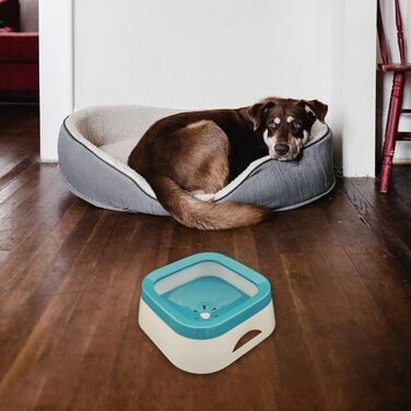 Поїлка для собак Geavonyg: переносна миска для води з плаваючою платформою, синього кольору. Підходить для малих та середніх порід.