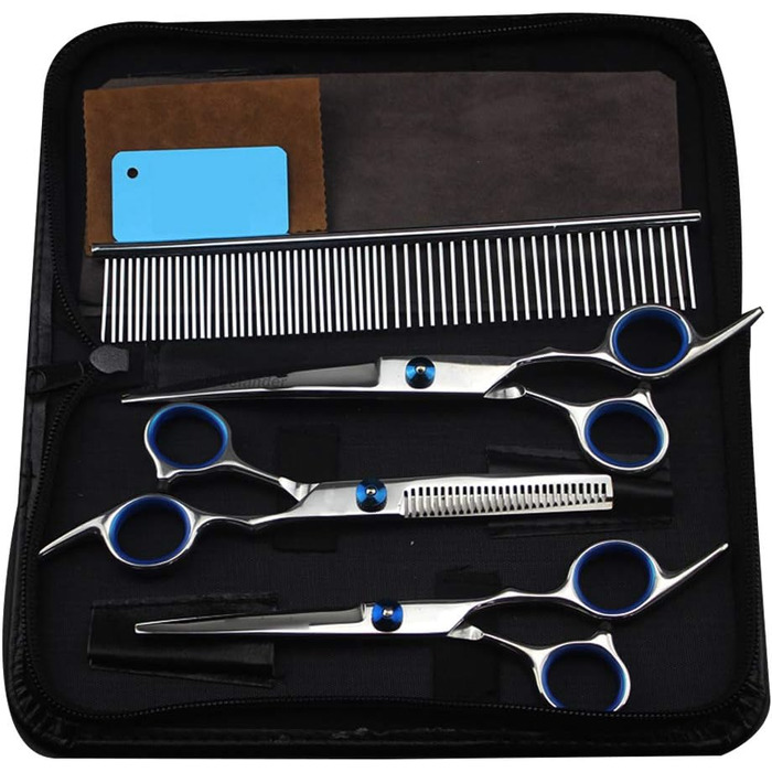 Набір професійних ножиць для грумінгу собак та котів, нержавіюча сталь, 6 дюймів, ножиці для розрідження, вигнуті