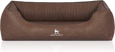 Ортопедичне собаче ліжко Knuffelwuff Columbia XL (105x75 см) з штучної шкіри, коричневе. Знімний чохол, легко мити. Підходить для великих, середніх та маленьких собак.