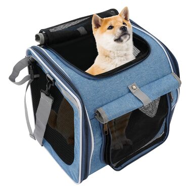 Рюкзак-переноска для тварин з сіткою та захистом від сонця, для котів та собак до 6.5 кг (Блакитний)