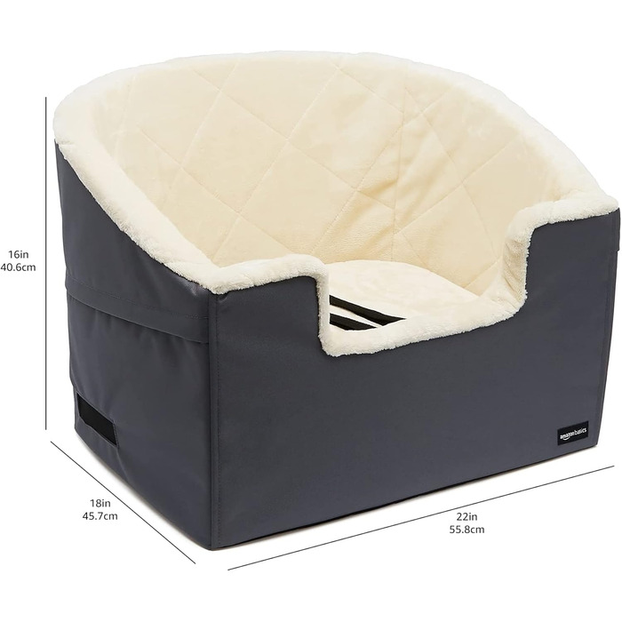 Підвищений автокрісло для тварин Amazon Basics, великий, сірий, 45.7 x 55.8 x 40.6 см