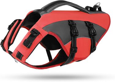 Жилет рятувальний для собак CITEKOILE з ручкою та світловідбиваючими елементами, регульований, для малих, середніх та великих собак, міцний, для водних видів спорту, плавання та катання на човні, червоний, XS, червоний