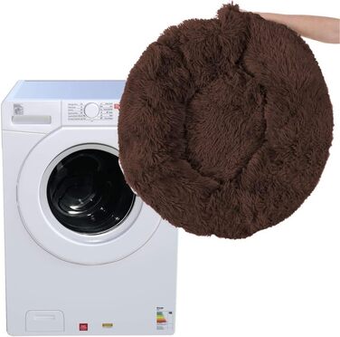 Кругле ліжко для собак Springos з антиковзною основою, 90 см, коричневе