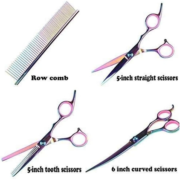 Професійна ножиця для собак, вигнута ножиця для грумінгу, гребінець для собак і котів, з безпечними закругленими кінчиками
