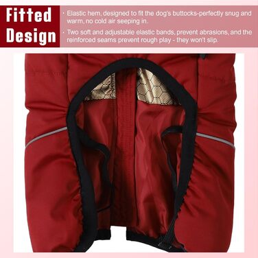 Тепла зимова куртка для собак Poseca: вітро- та водонепроникна, 2-в-1, з жилетом, для цуценят, на блискавці, червона