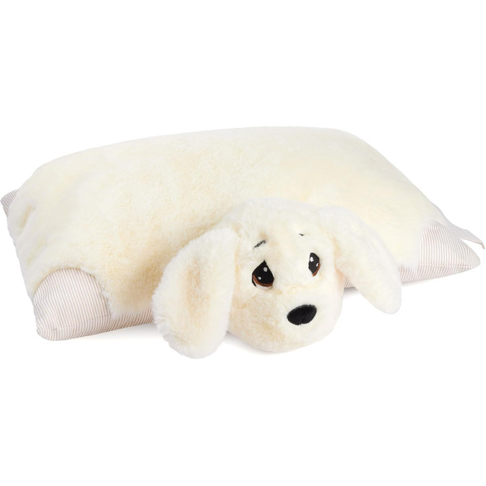 М'яка іграшка-подушка BRUBAKER для дітей - собака 2 в 1, 40 x 30 см. Зручна подушка-собака з кріпленням на липучці, іграшка-собака з тканини, білий колір.