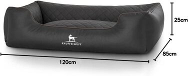 Ортопедичне собаче ліжко Knuffelwuff Madison з чорного штучної шкіри XXL 120 x 85 см - знімний чохол - легко мити - для великих, середніх та маленьких собак, розмір 120 x 85 x 25 см