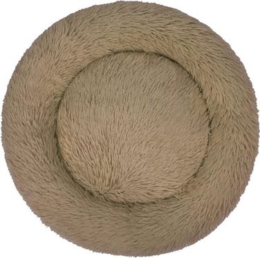 Кругле собаче ліжко Normani для великих і маленьких собак - ергономічна подушка-донат, собача лежанка з високим бортиком, колір коричневий, розмір 60x60x22 см